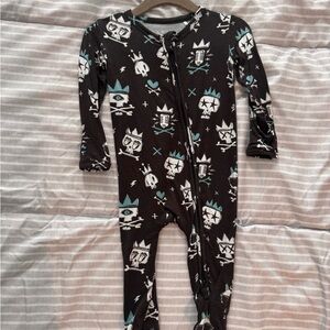 Black and Blue Patterned Kids One Piece